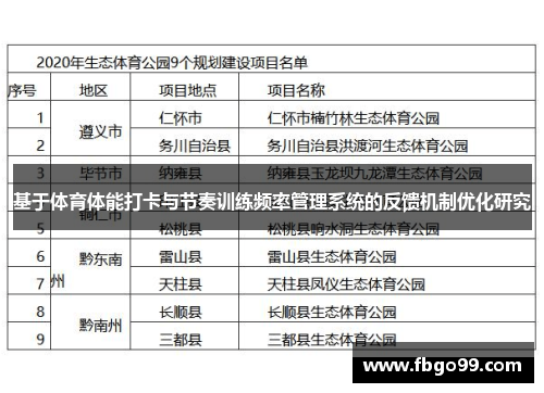 基于体育体能打卡与节奏训练频率管理系统的反馈机制优化研究